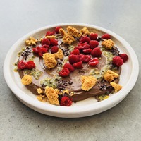 Choc Hemp Seed Mousse with Raspberries & Passionfruit