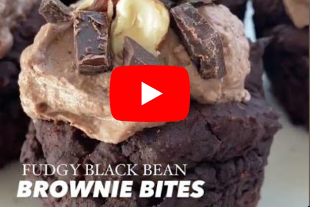 Fudgy frosted black bean brownie bites 
